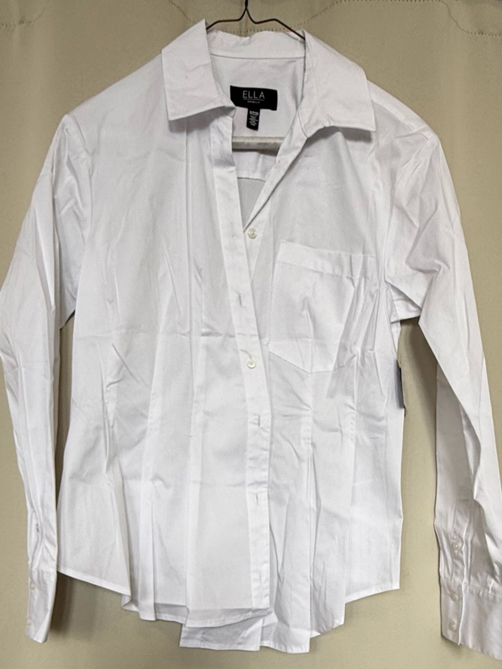 Ella Asymmetrical White Long-Sleeve Button-Down Shirt